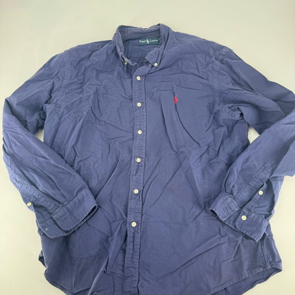 Ralph Lauren Mens XL Navy Blue Cotton Long Sleeve Button Down Pony Logo Shirt